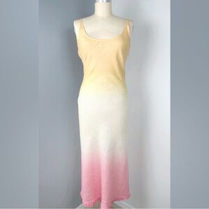 Flo & Jo Women's Linen Ombre Sleeveless Long Dress Yellow/Pink Size M